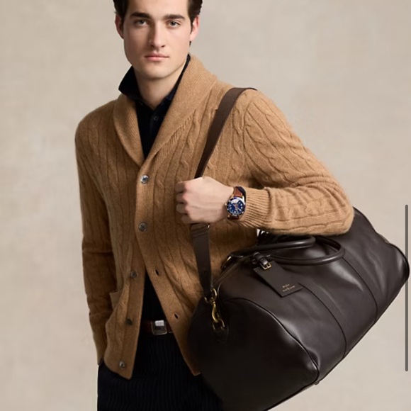 Brown Polo Ralph Lauren Smooth Leather Duffel - Picture 1 of 9